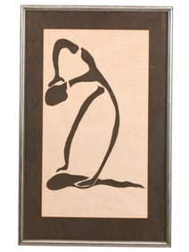 Mid C Minimalist Woodblock Abstract Black Figure