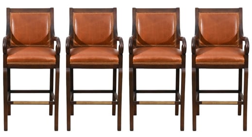 4 Hancock & Moore Embassy Leather Bar Stools