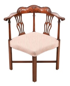 Antique Chippendale Upholstered Corner Chair