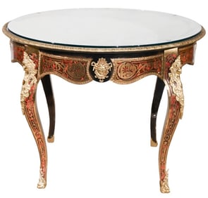 French Boulle Brass Ormolu Inlay Center Table