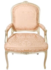French Carved Scalamandre Upholstered Bergere