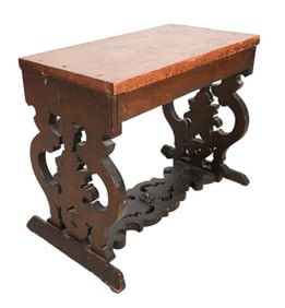 Antique French Baroque Hand Carved Bench