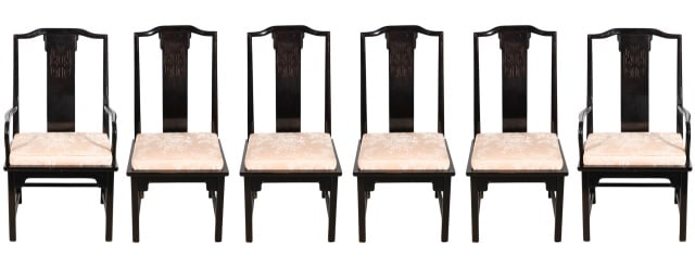 6 Chin Hua Black Lacquered Chairs by R. Sobota