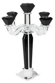 Shannon Art Deco Black & Clear 5 Candle Candelabra