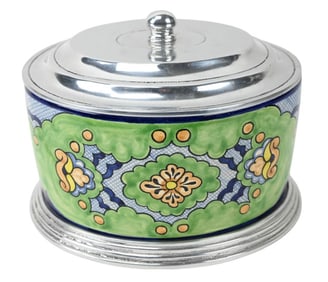 Dupuis Mexico Pottery & Aluminum Covered Cachepot