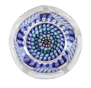 White Friars England Millefiore Glass Paperweight