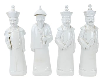4 Chinese Blanc de Chine Signed Porcelain Statues