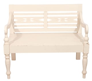 Leona Hand Painted Solid Wood Two Seat Bench