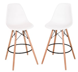 Pair Modern Eggshell Style Bar Stool Height Chairs