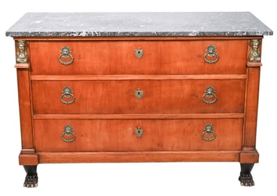 Antique French Empire Marble Top Commode