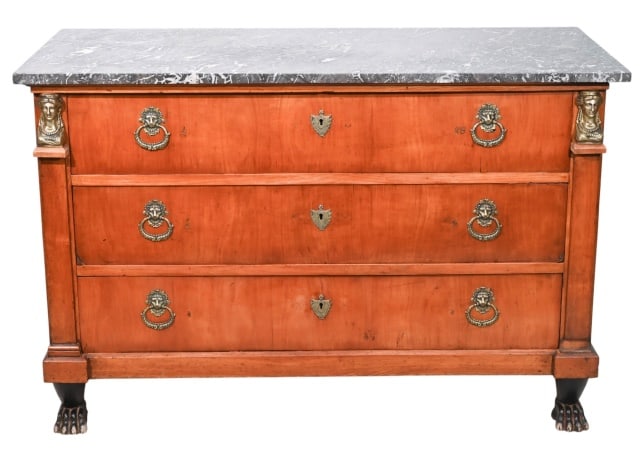 Antique French Empire Marble Top Commode