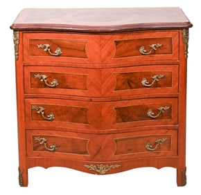 Antique Louis XV Carved Rosewood Ormolu Commode