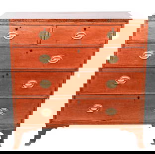 Antique Georgian Mahogany Chest of Drawers: Antique Georgian Mahogany Chest of Drawers with Splay / Bracket Feet.Measures 43 inches x 42 inches x 19 inches.