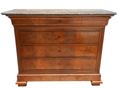Antique Louis Philippe Marbel Top Chest of Dresser: Antique Louis Philippe Walnut Marble Top Chest of Dresser.Measures 39 inches x 51 inches x 22 inches.