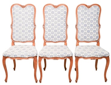 3 Karges Furniture Carved Upholstered Side Chairs