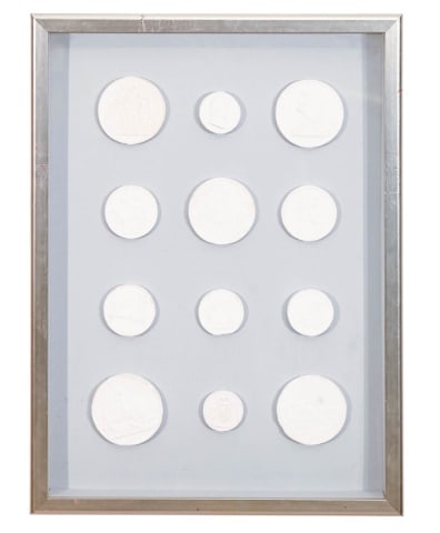 Framed Antique Italian Intaglio Tiles: Framed Antique Italian Intaglio TilesMeasures: 19.5 inches x 14.5 inches