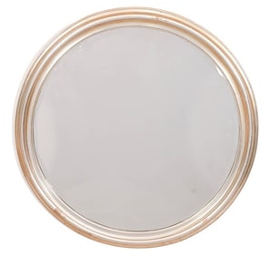 Round Silver & Gold Leaf Rose Cut Beveled Mirror