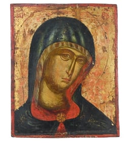 Orthodox Madonna Hand Painted Hand Carved Icon