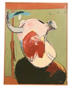 Juan Barjola Signed Expressionist Oil Painting