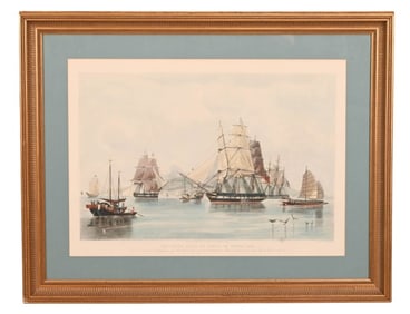 W. J. Huggins Antique Engraving Opium Ships China