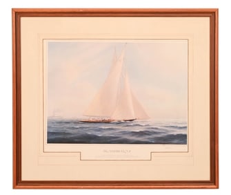 Tim Thompson Signed Lithograph Americas Cup 1934