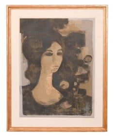 Andre Minaux Signed Lithograph Tete de Femme