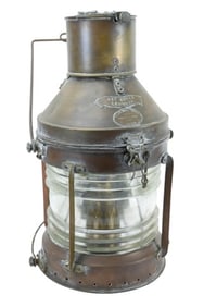 Antique Galloway Copper & Glass Ships Lantern