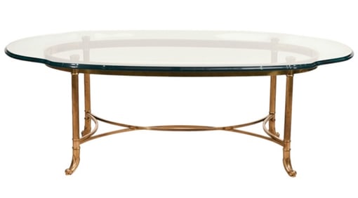 La Barge Regency Brass and Glass Top Coffee Table