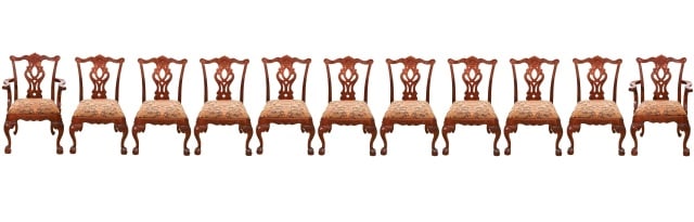 11 Henredon Chippendale Carved Upholstered Chairs