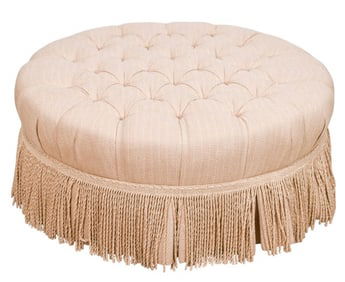 Ethan Allen Round Tufted Upholstered Ottoman