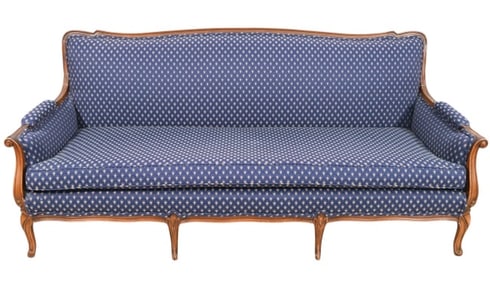 Mid Century Chippendale Style Upholstered Sofa