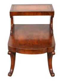 Ferguson Carved Leather Top Two-Tier Side Table