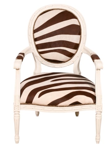 Louis XVI Style Carved Zebra Upholstered Fauteuil (1 of 13)