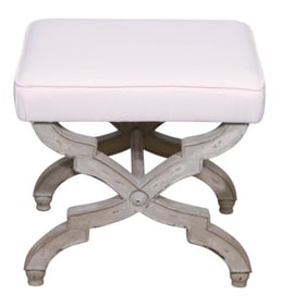 Zentique Custom Pink Upholstered X Base Stool