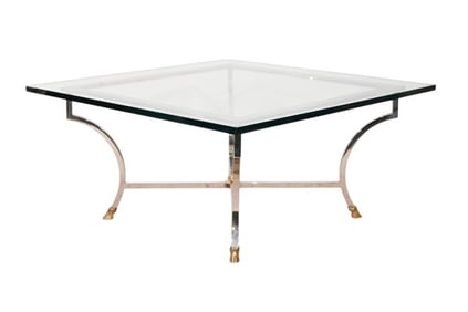 Maison Jansen Style Chrome Brass Hoof Coffee Table