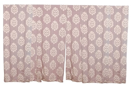 6 Lavender & White Embroidered Linen Window Panels