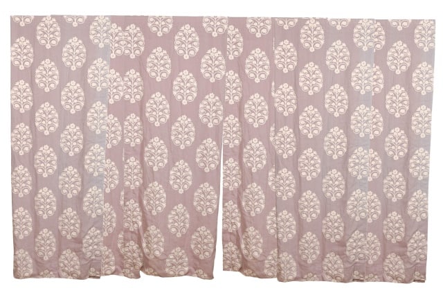 6 Lavender & White Embroidered Linen Window Panels (1 of 15)