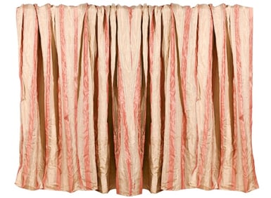 4 Custom Made Lined Silk Striped Drapes w Tie Back