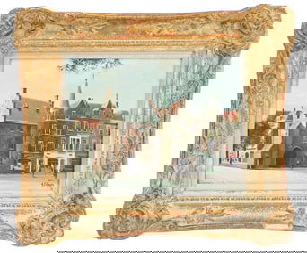 George Jan Dispo Signed Oil Painting Dutch Scene