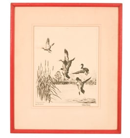 Richard Bishop Signed Engraving Lake Brie Mallard