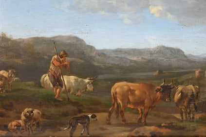 School of Nicolaes Berchem The Shepherd's Painting