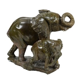 Bronze Double Elephant Statue