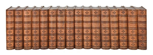 16 Antique Leather Volumes American Encyclopedia