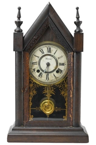 Antique Ansonia Gothic Glass Front Mantel Clock (1 of 15)