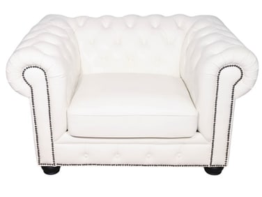 Contemporary Chesterfield White Leather Chair