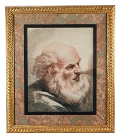 Antique 18th C Doyen Engraving of Old Man
