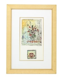 Bracha Guy Signed Etching & Watercolor Painting