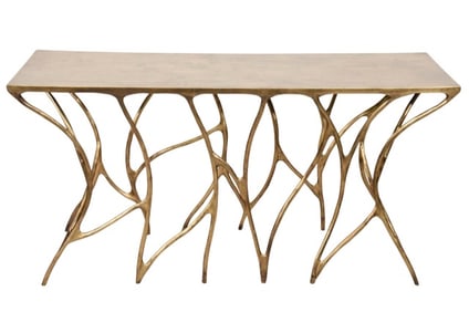 Made Goods Aldrich Console in Antique Gold