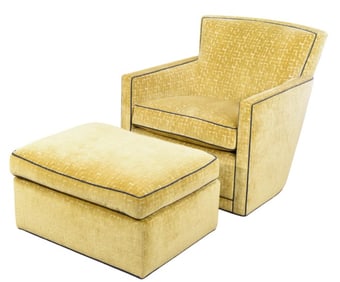 A. Rudin Modernist Swivel Chair and Ottoman