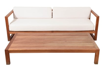 Sunbury Outdoor Teak Sofa & Matching Coffee Table